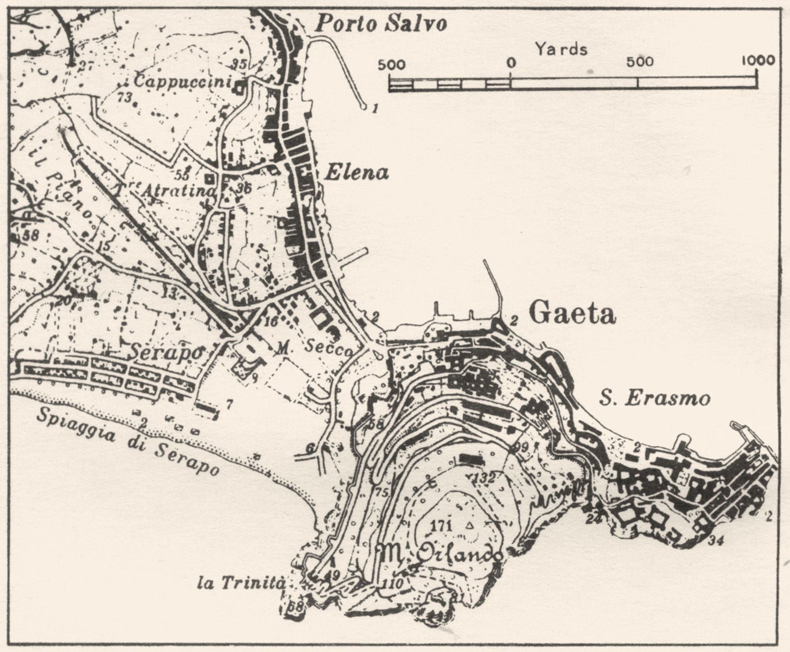 ITALY. Gaeta sketch map 1945 old vintage plan chart